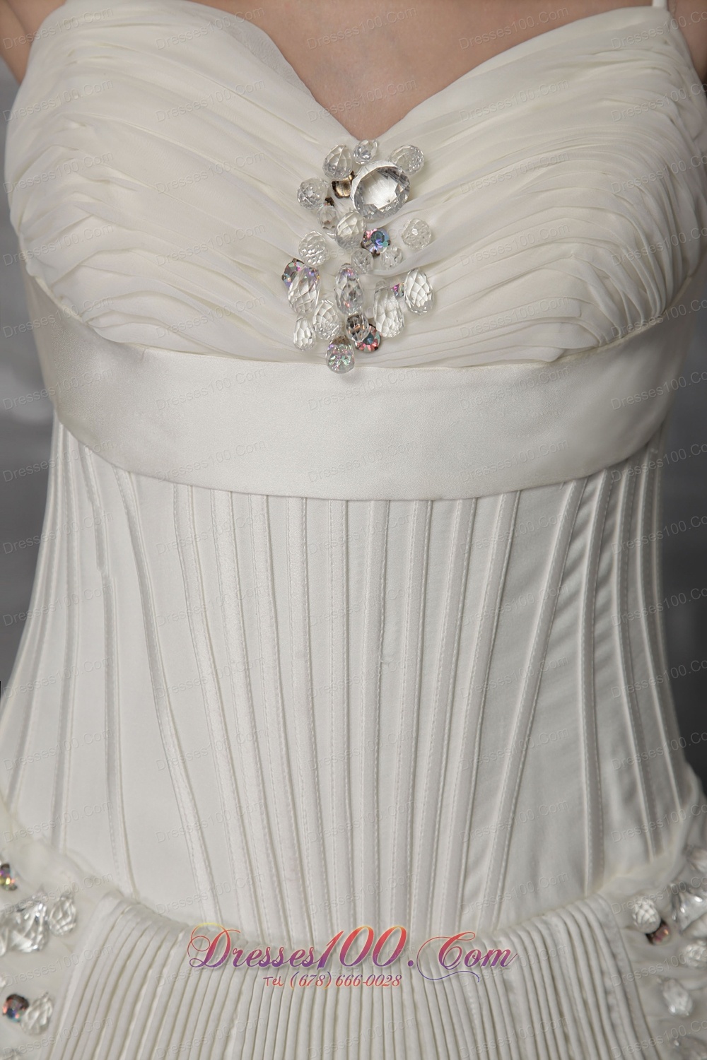 Gorgeous Church Wedding Dress Crystal Cathedral Ruffles