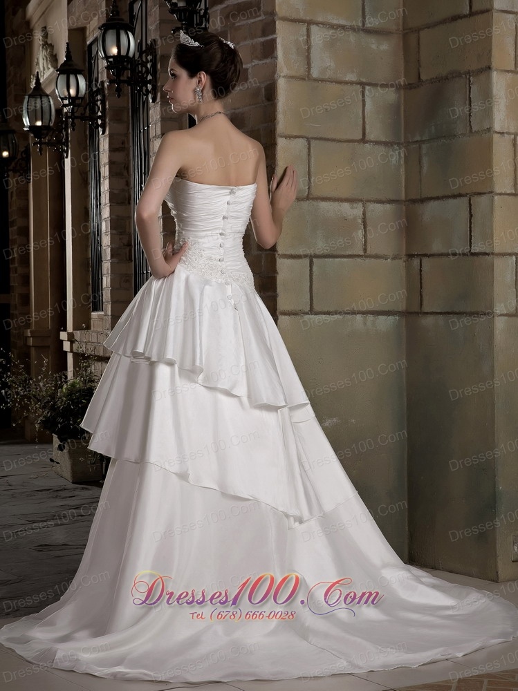 Tiered Strapless Bridal Gowns Good Quality Court Train