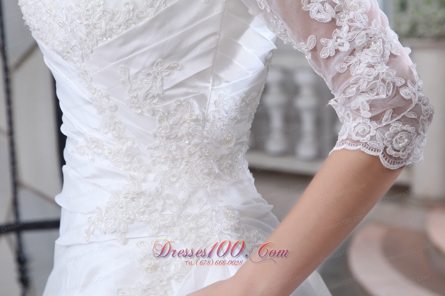 Attractive V-neck Long Sleeves Wedding Dress