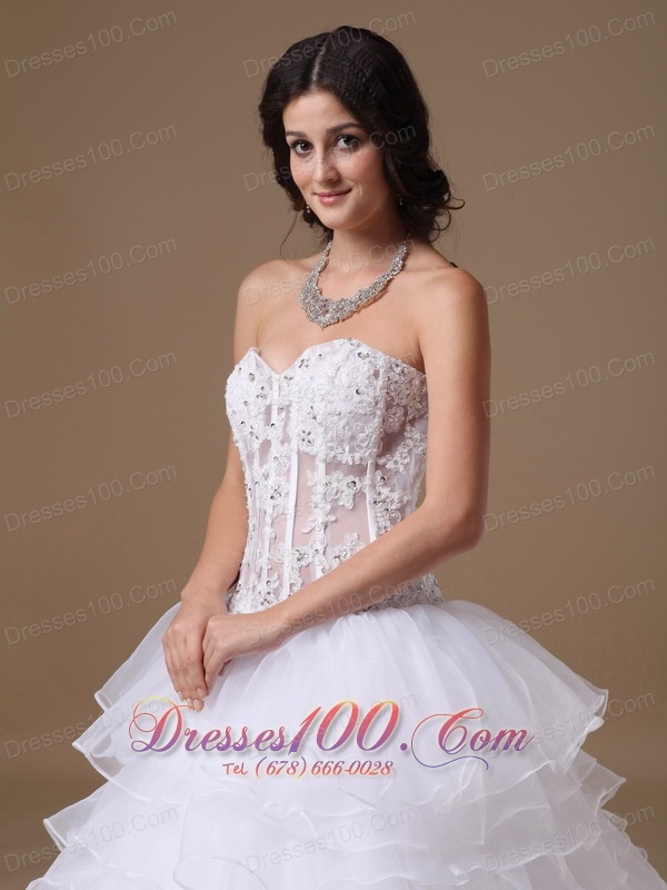 Stunning Beaded Bridal Dresses Sweetheart Organza Layered