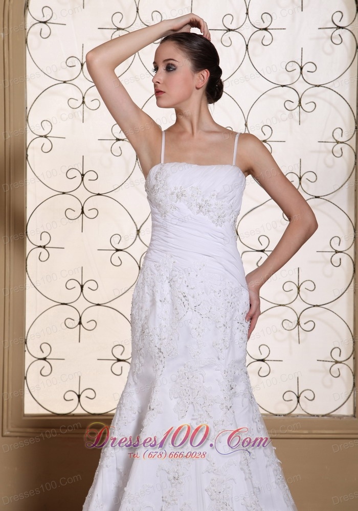 Sexy Spaghetti Straps Wedding Dress Beaded Mermaid