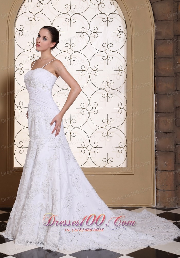 Sexy Spaghetti Straps Wedding Dress Beaded Mermaid