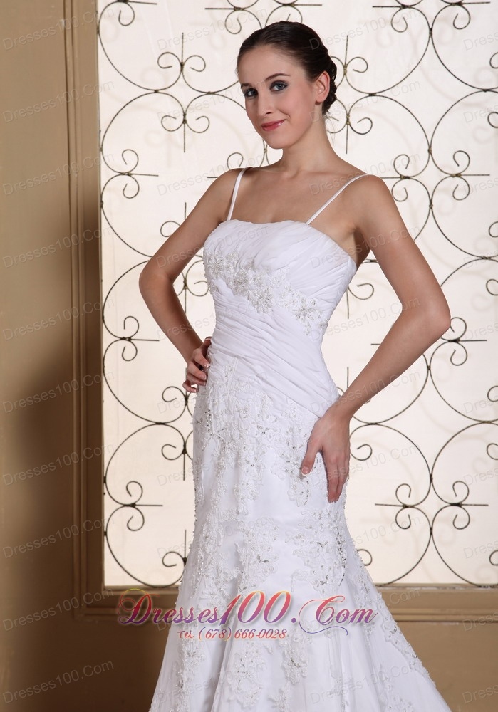 Sexy Spaghetti Straps Wedding Dress Beaded Mermaid