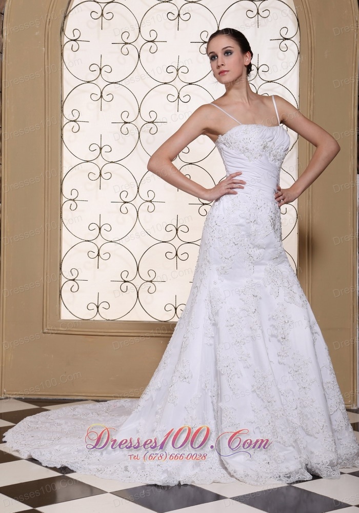 Sexy Spaghetti Straps Wedding Dress Beaded Mermaid