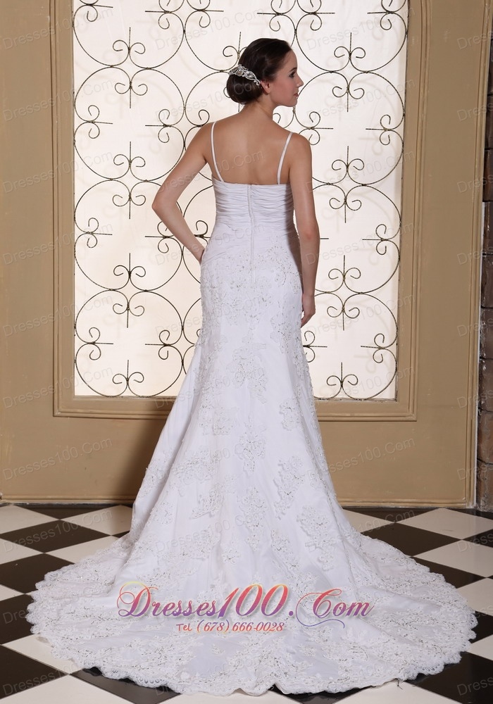 Sexy Spaghetti Straps Wedding Dress Beaded Mermaid