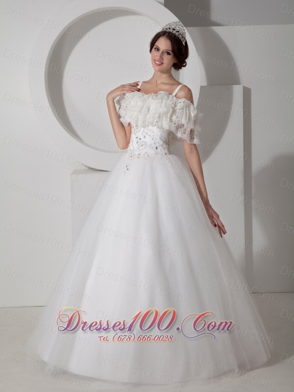 Beautiful A-line Straps Wedding Dress Tulle Appliques