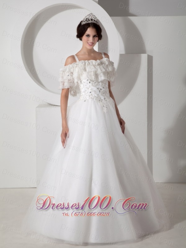 Beautiful A-line Straps Wedding Dress Tulle Appliques
