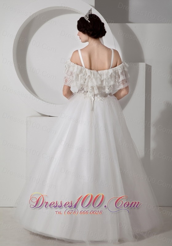 Beautiful A-line Straps Wedding Dress Tulle Appliques