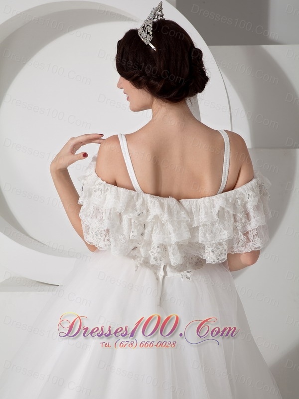 Beautiful A-line Straps Wedding Dress Tulle Appliques