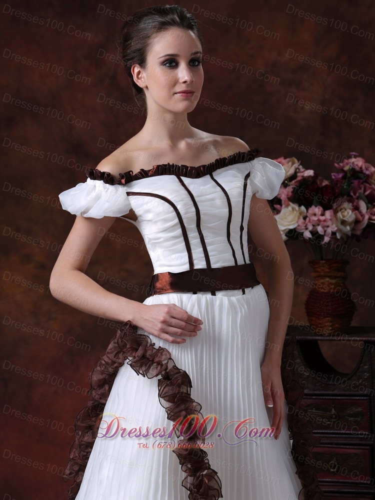 Off Shoulder Wedding Dress A-Line Organza Wedding Dress