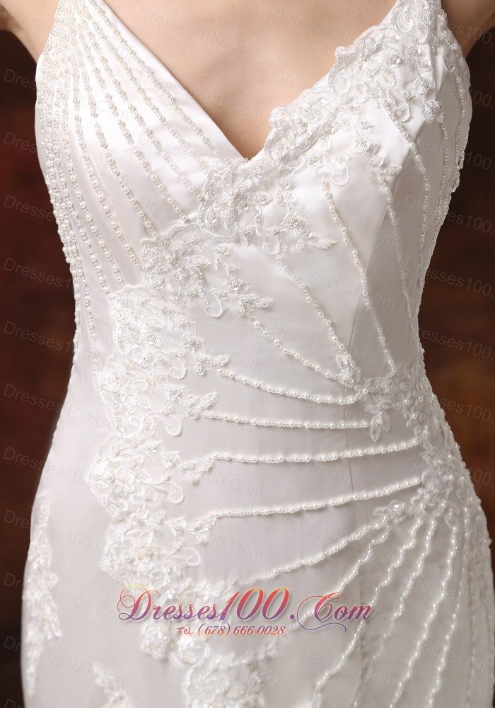 Elegant Spaghetti Straps Lace Mermaid Wedding Dress