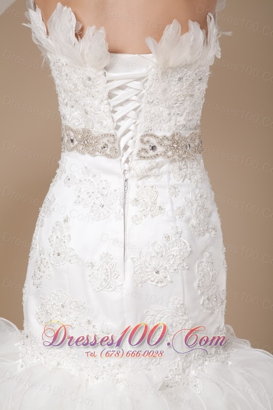 Mermaid Floral Strapless Beading and Appliques Wedding Dresses