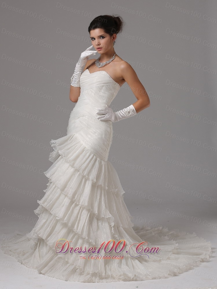 Mermaid Ruched Ruffled Layers Bridal Dresses