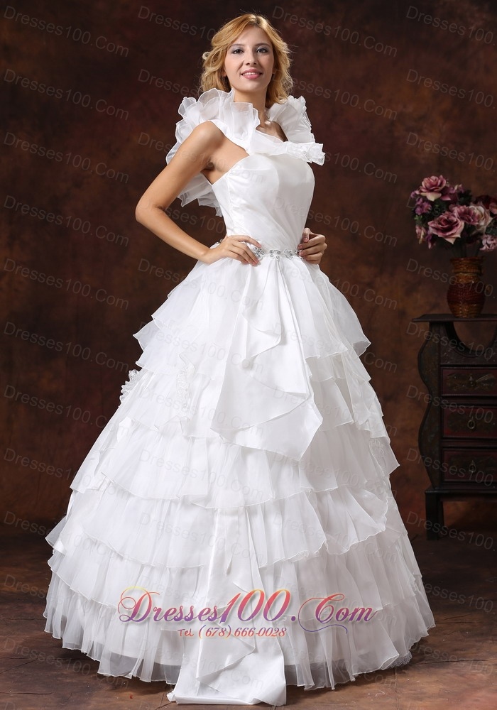 Romantic Scoop Ball Gown Ruffled Layered Bridal Dresses