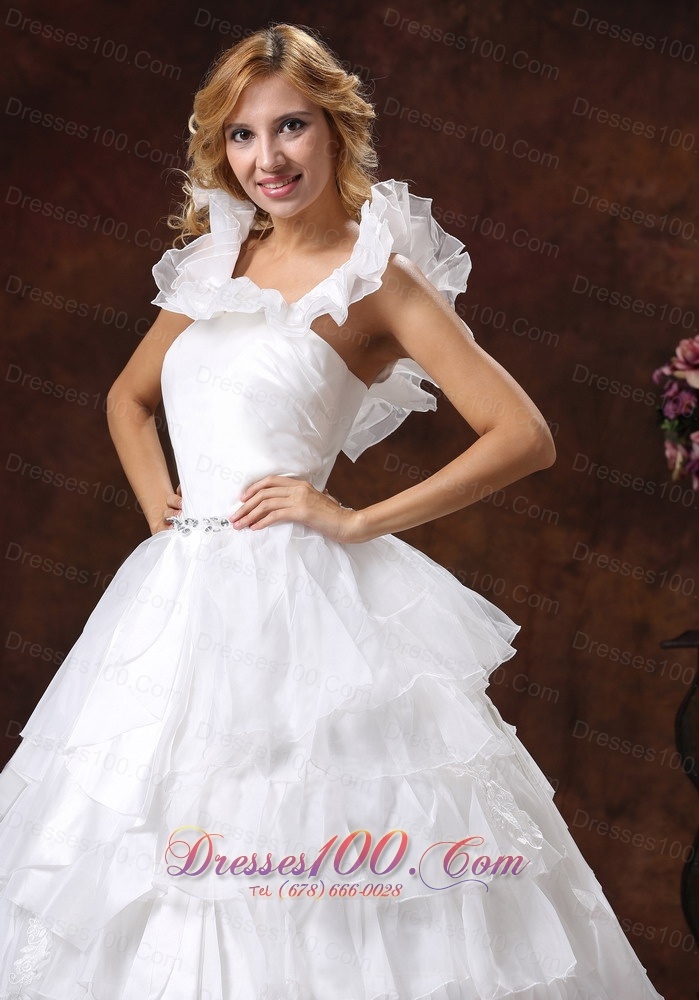 Romantic Scoop Ball Gown Ruffled Layered Bridal Dresses
