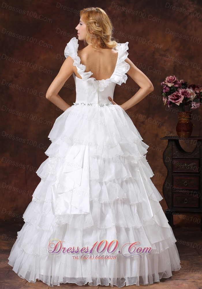 Romantic Scoop Ball Gown Ruffled Layered Bridal Dresses