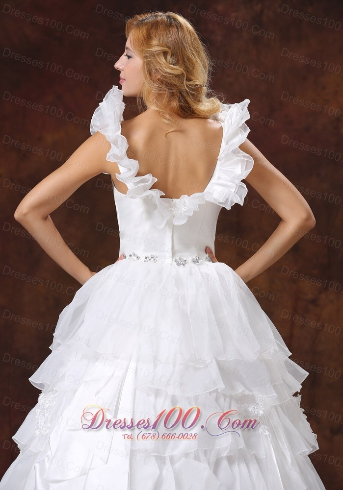 Romantic Scoop Ball Gown Ruffled Layered Bridal Dresses