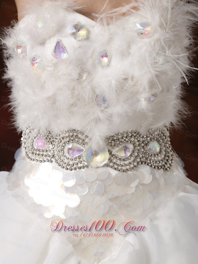 Ruffled Layers Feather Ball Gown Bridal Dresses