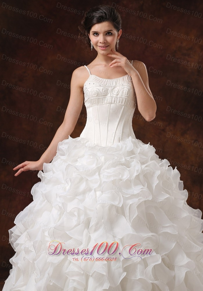 Bust Ruffles Spaghetti Straps Bridal Dresses