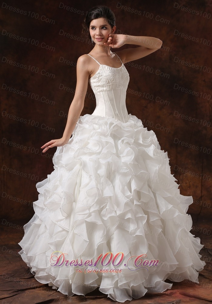 Bust Ruffles Spaghetti Straps Bridal Dresses