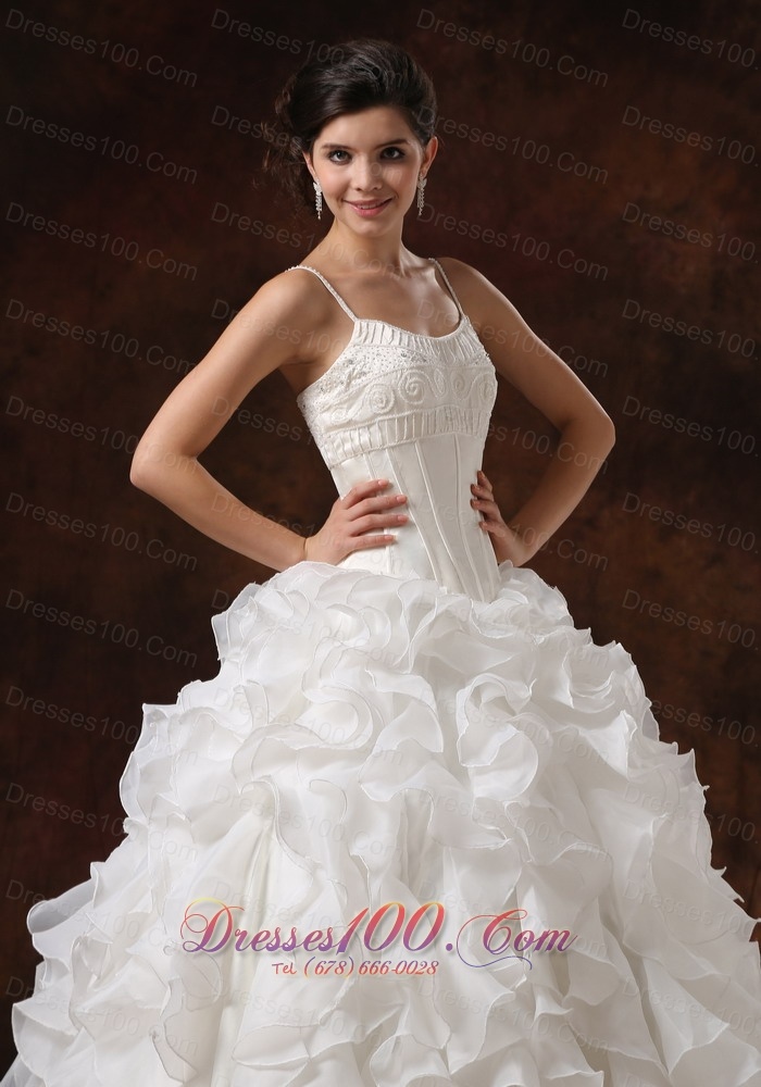 Bust Ruffles Spaghetti Straps Bridal Dresses
