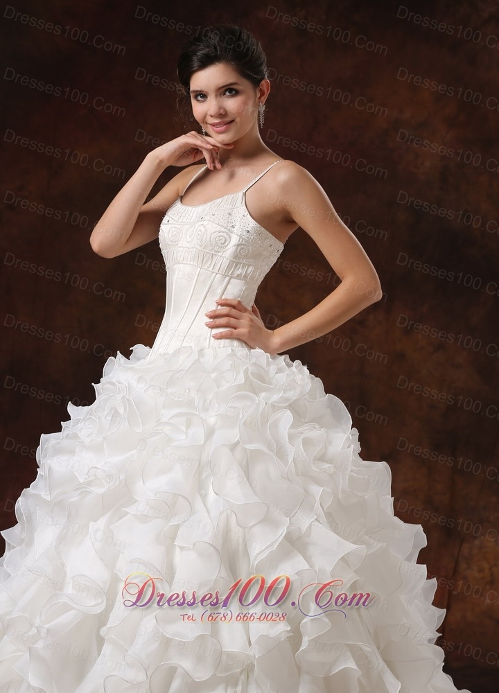 Bust Ruffles Spaghetti Straps Bridal Dresses