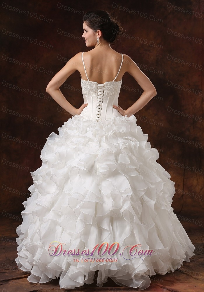 Bust Ruffles Spaghetti Straps Bridal Dresses
