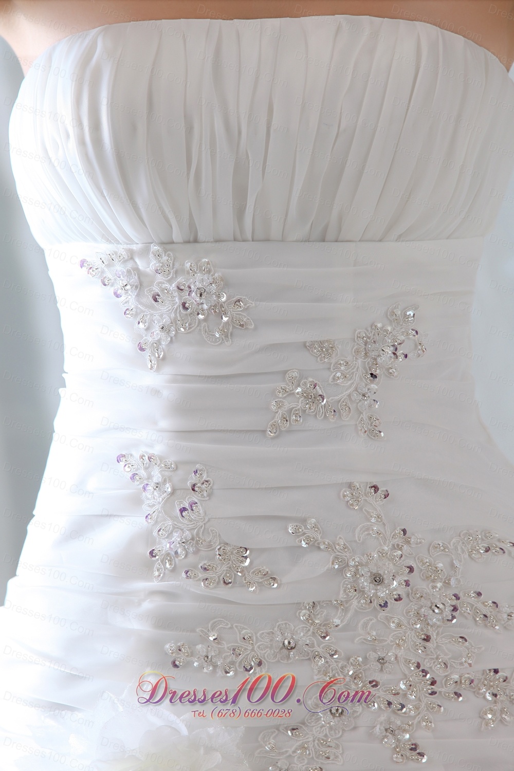 Fitted Princess Strapless Organza Ruchings Wedding Dress