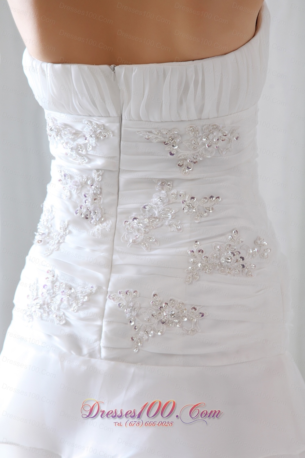 Fitted Princess Strapless Organza Ruchings Wedding Dress