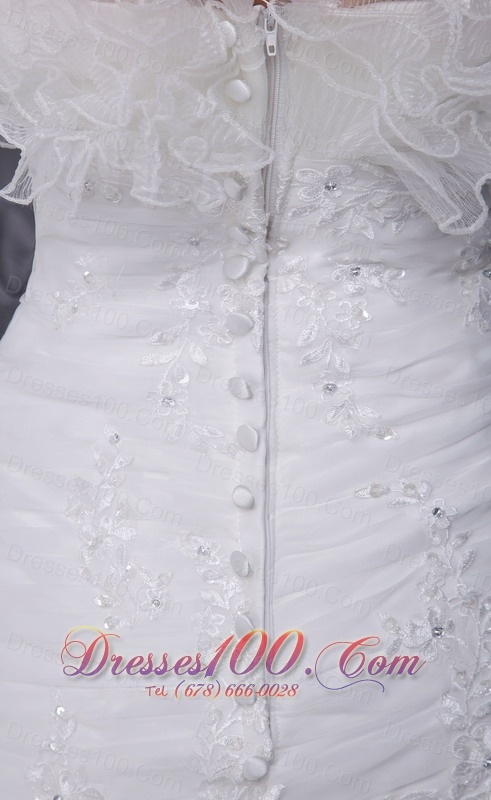 Gorgeous Mermaid Strapless Organza Ruffles Wedding Dress