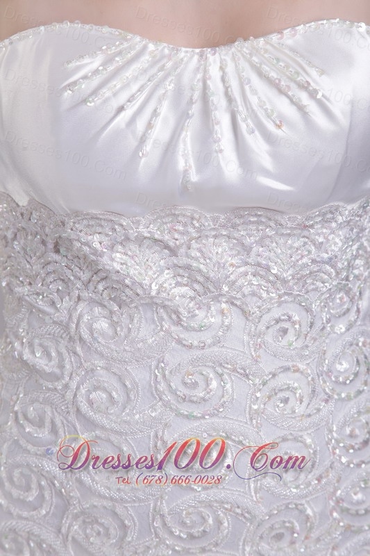 High Quality Elastic Woven Satin Lace Wedding Dress