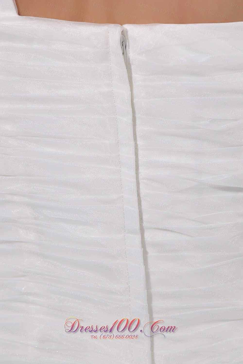 Amazing Ruch One Shoulder Taffeta and Organza Wedding Dress