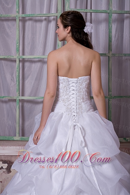 Elegant Strapless Wedding Dress Taffeta and Organza