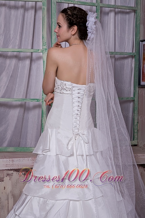 Attractive Strapless Ruffled Layers Wedding Dress