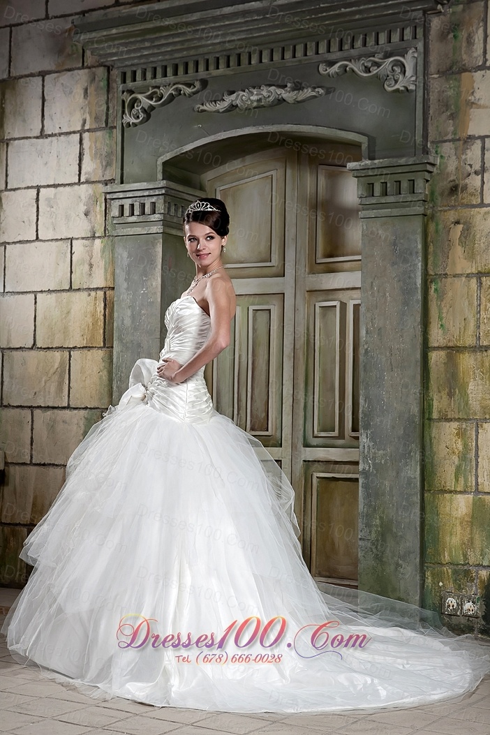 High Quality Strapless Wedding Dress Tulle and Taffeta
