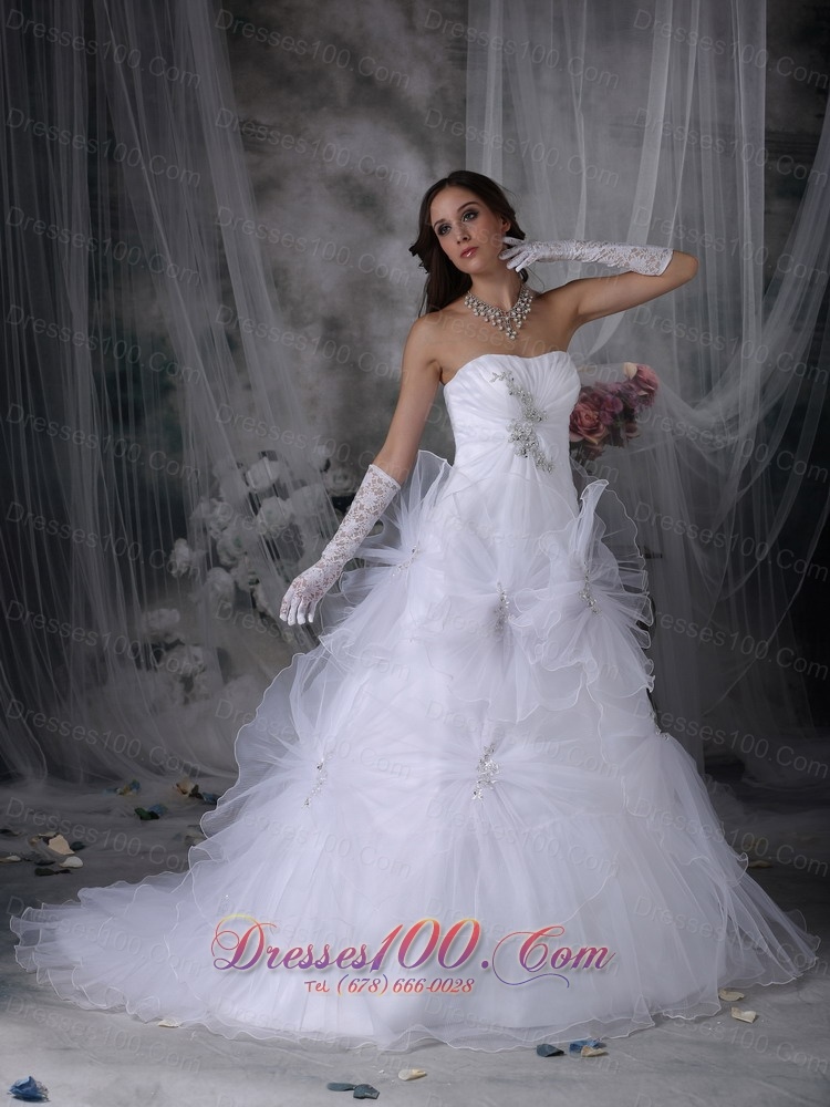 Gorgeous Strapless Taffeta and Organza Wedding Dress