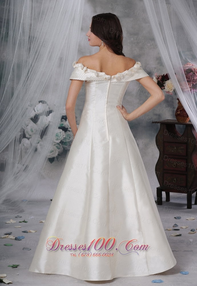 Off The Shoulder Hand Made Flower Wedding Dress