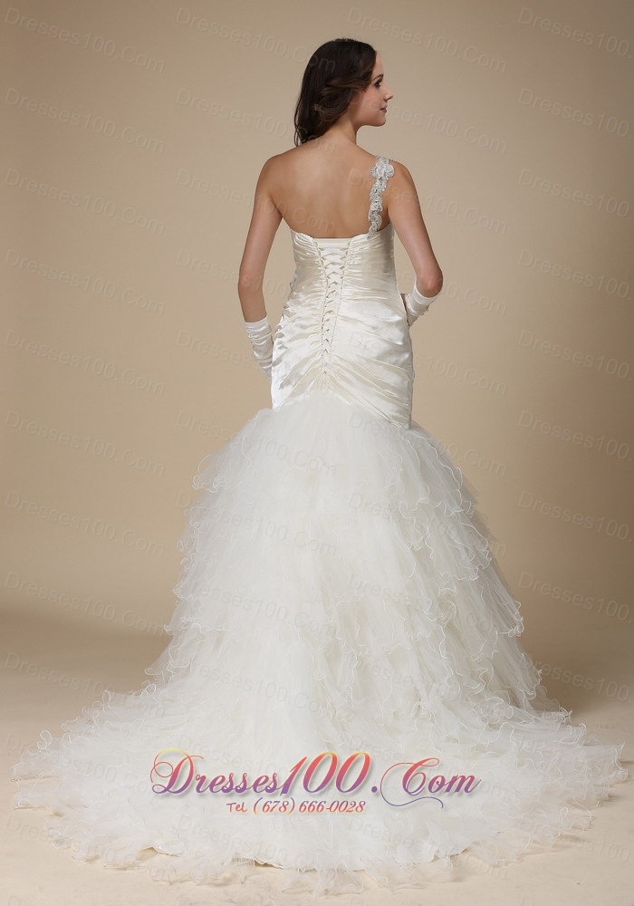 Chic One Shoulder Taffeta and Organza Wedding Dress