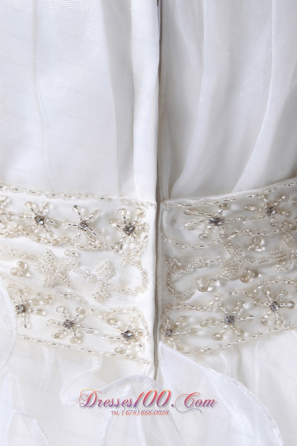 Chapel Train Organza Ruffles Bridal Dress