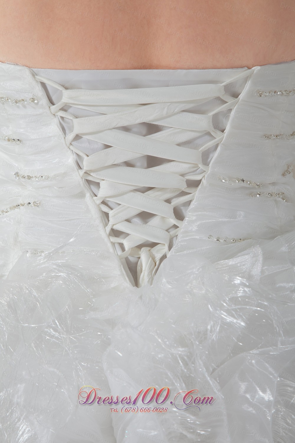 Sweetheart Organza Feather Ruch Bridal Dress