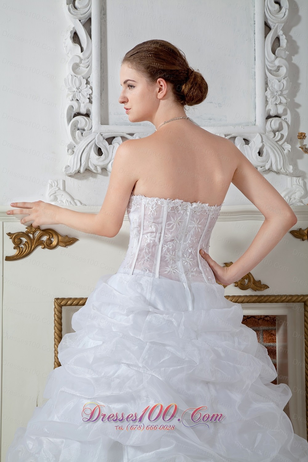 Sweetheart Embroidery Organza Bridal Dress