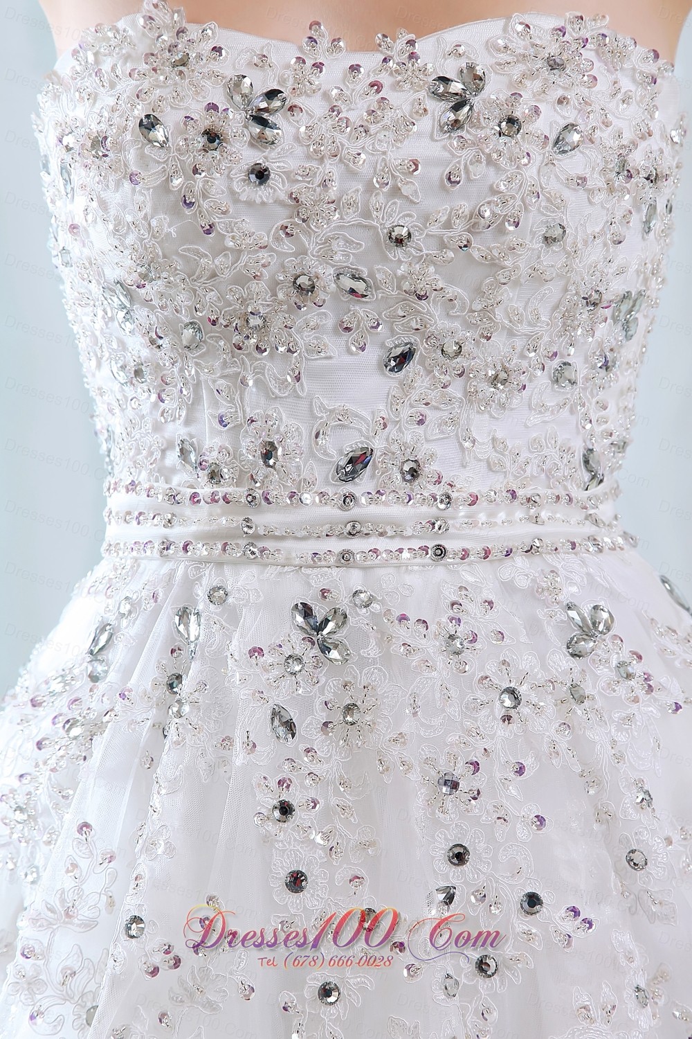 Sweet Strapless Tulle Beading Bridal Dress