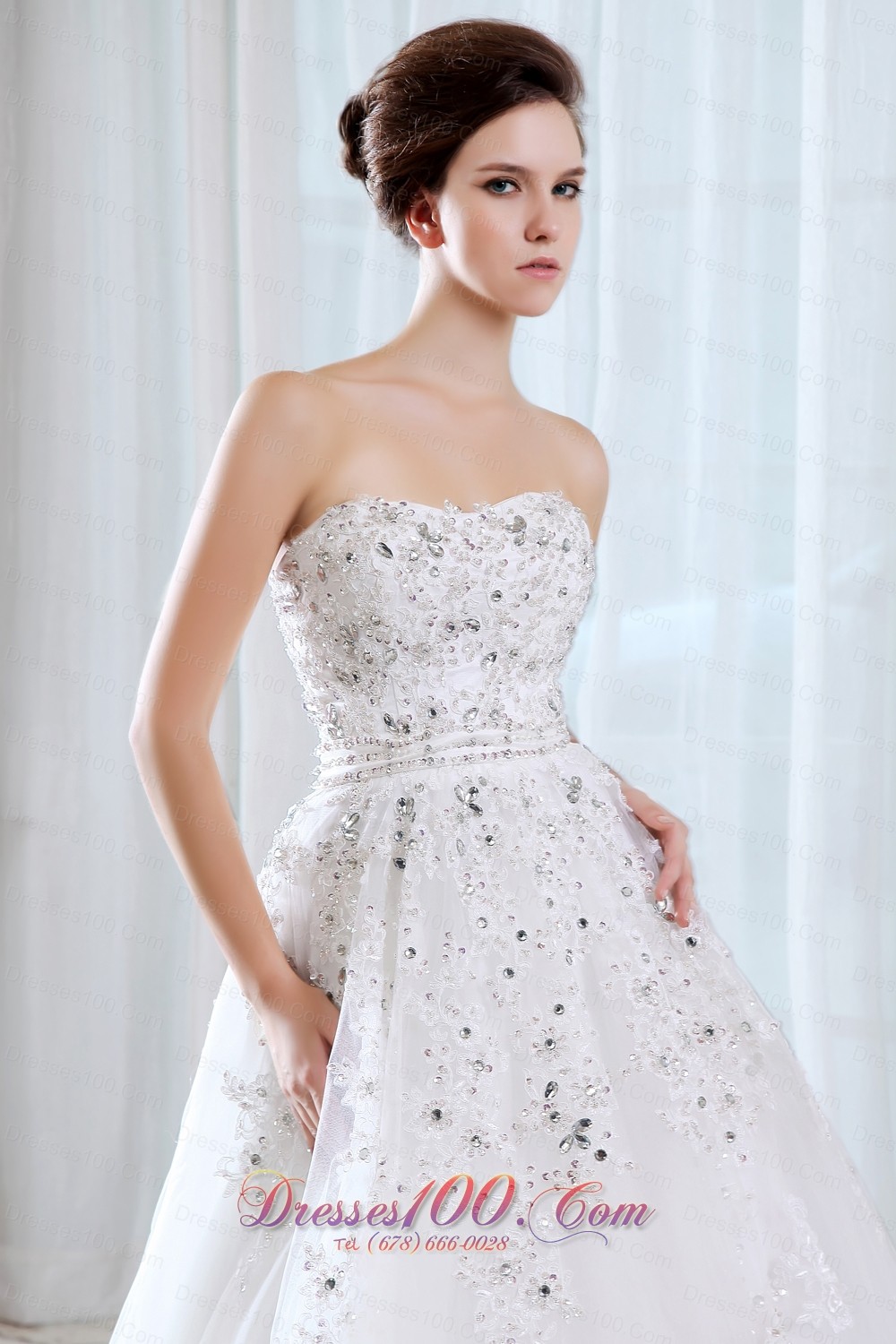 Sweet Strapless Tulle Beading Bridal Dress