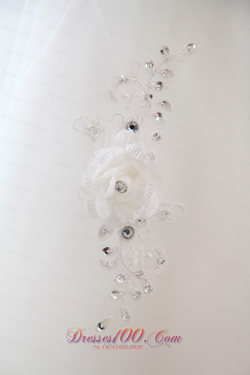 One Shoulder Tulle Beading Floral Wedding Dress