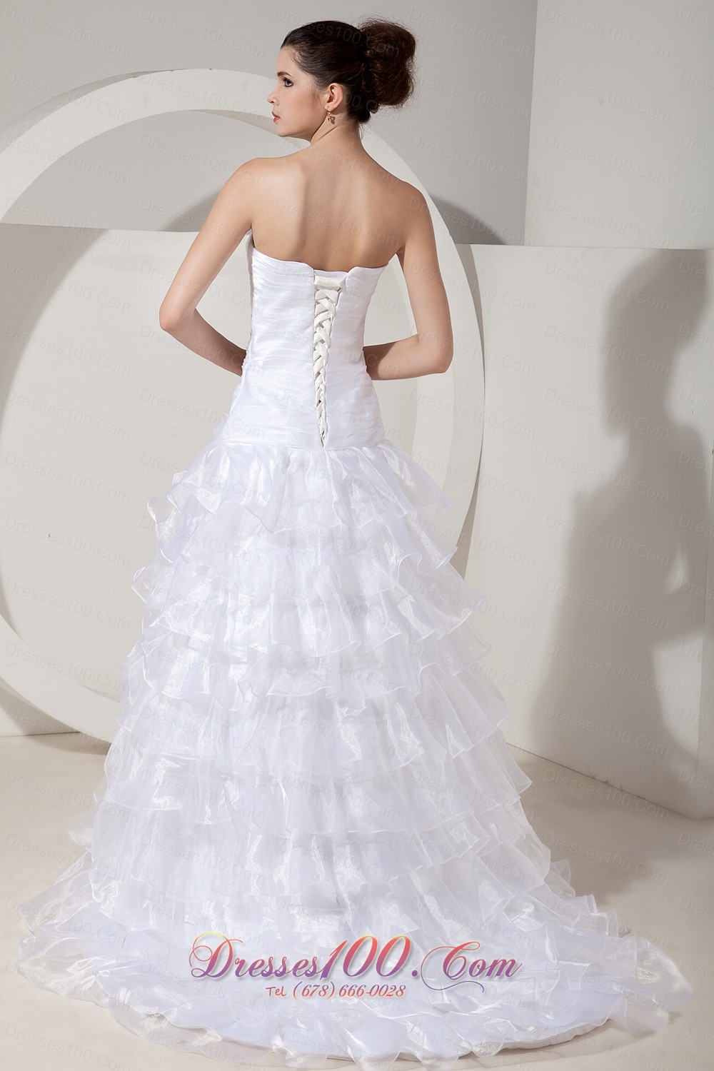 Ruffles Sweetheart Organza Princess Bridal Gown Handle Flowers