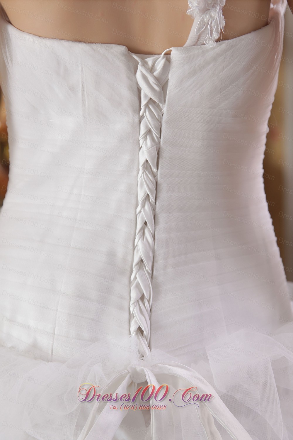 Floral One Shoulder Ruffles Bridal Gown