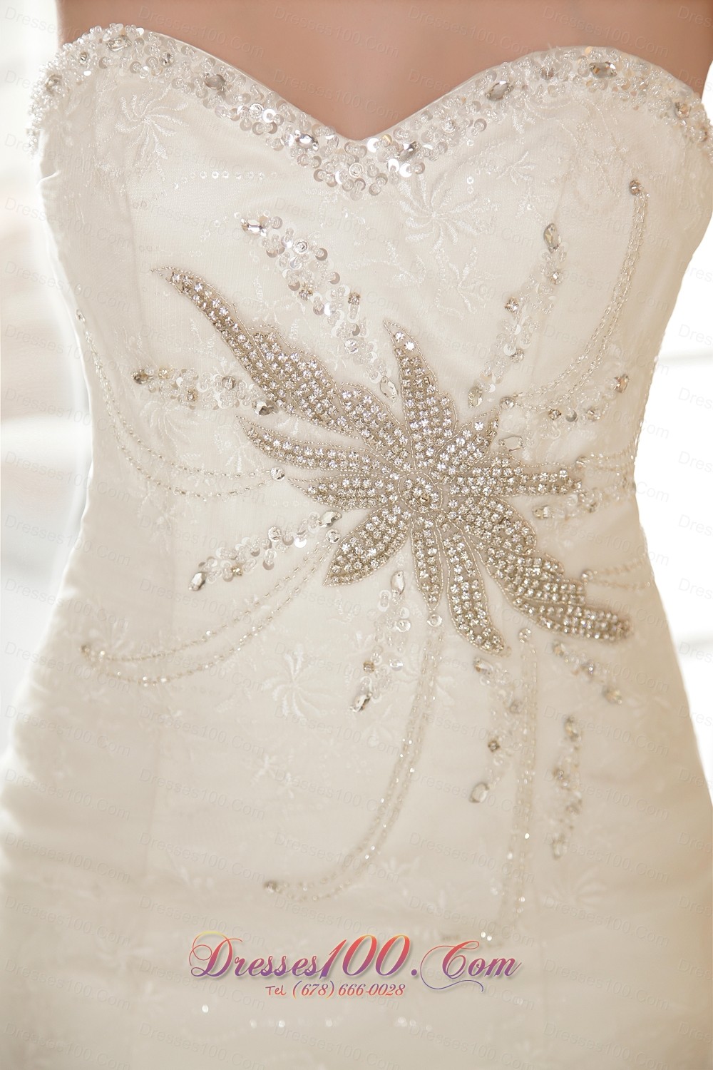 Trumpet Sweetheart Organza Sequins Bridal Gown