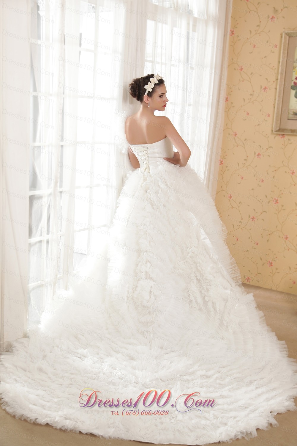 One Shoulder Taffeta and Tulle Beading Bridal dresses