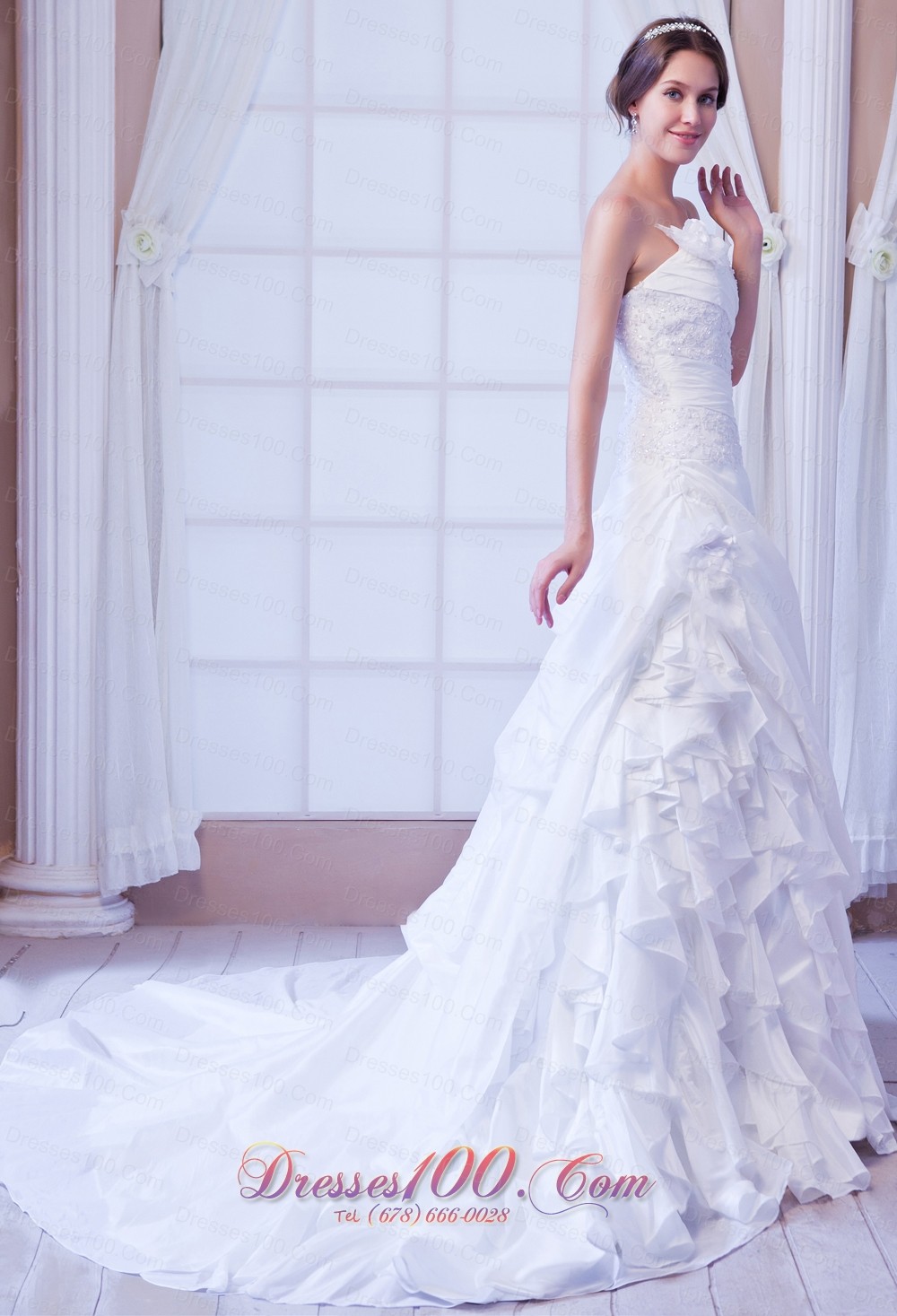 Sweetheart Taffeta Appliques Wedding Gowns For Gustomers