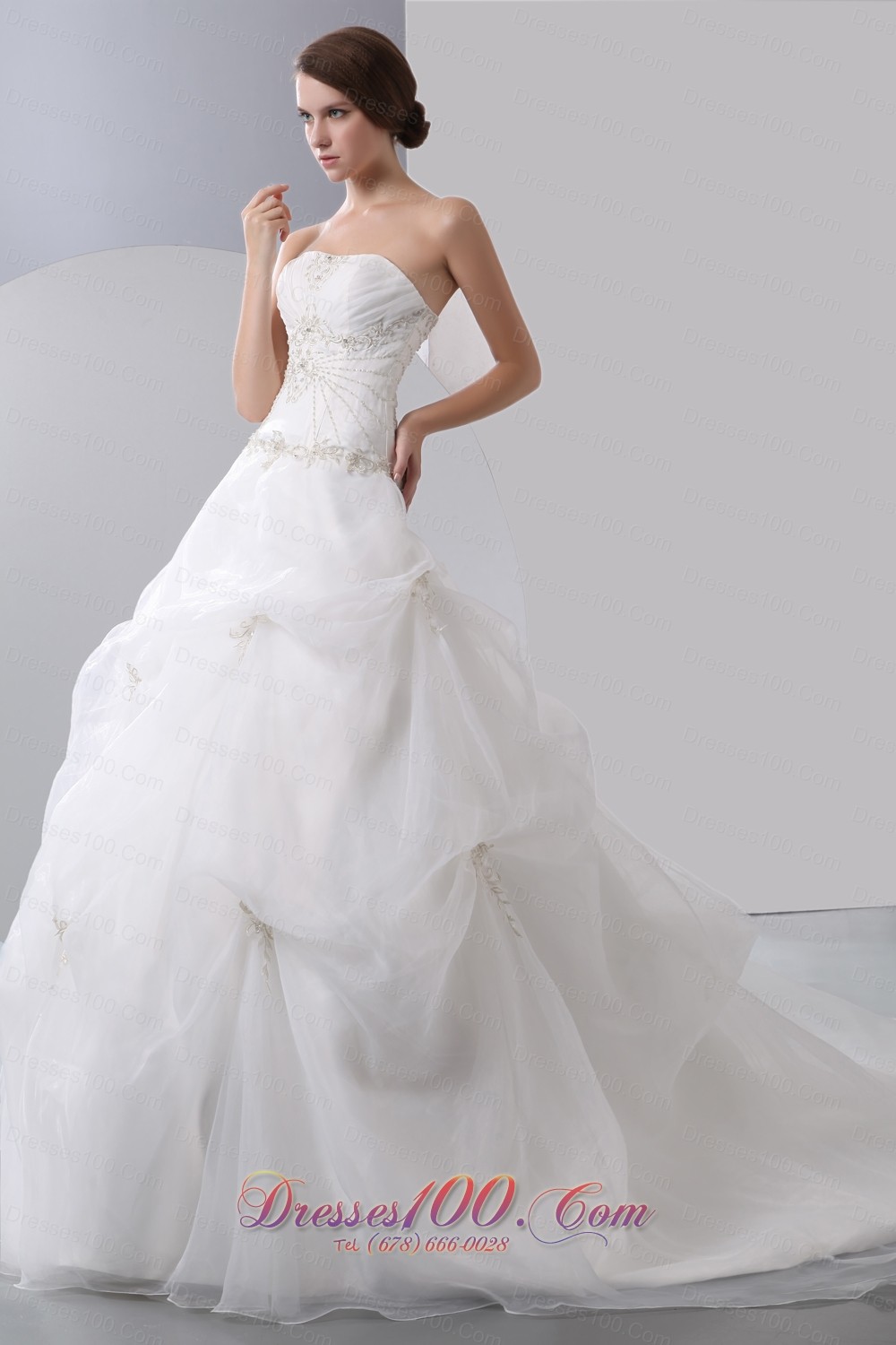 Strapless Appliques With Beading Bridal Dresses